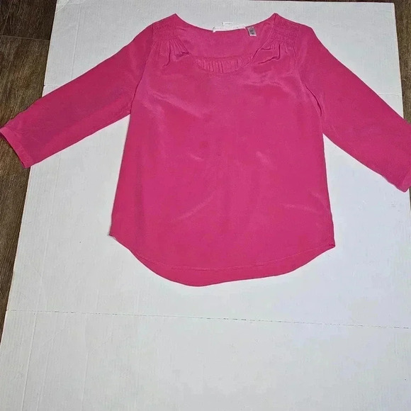 Max Studio 100% Silk Long Sleeve Pink Tunic Sz M - Picture 5 of 10